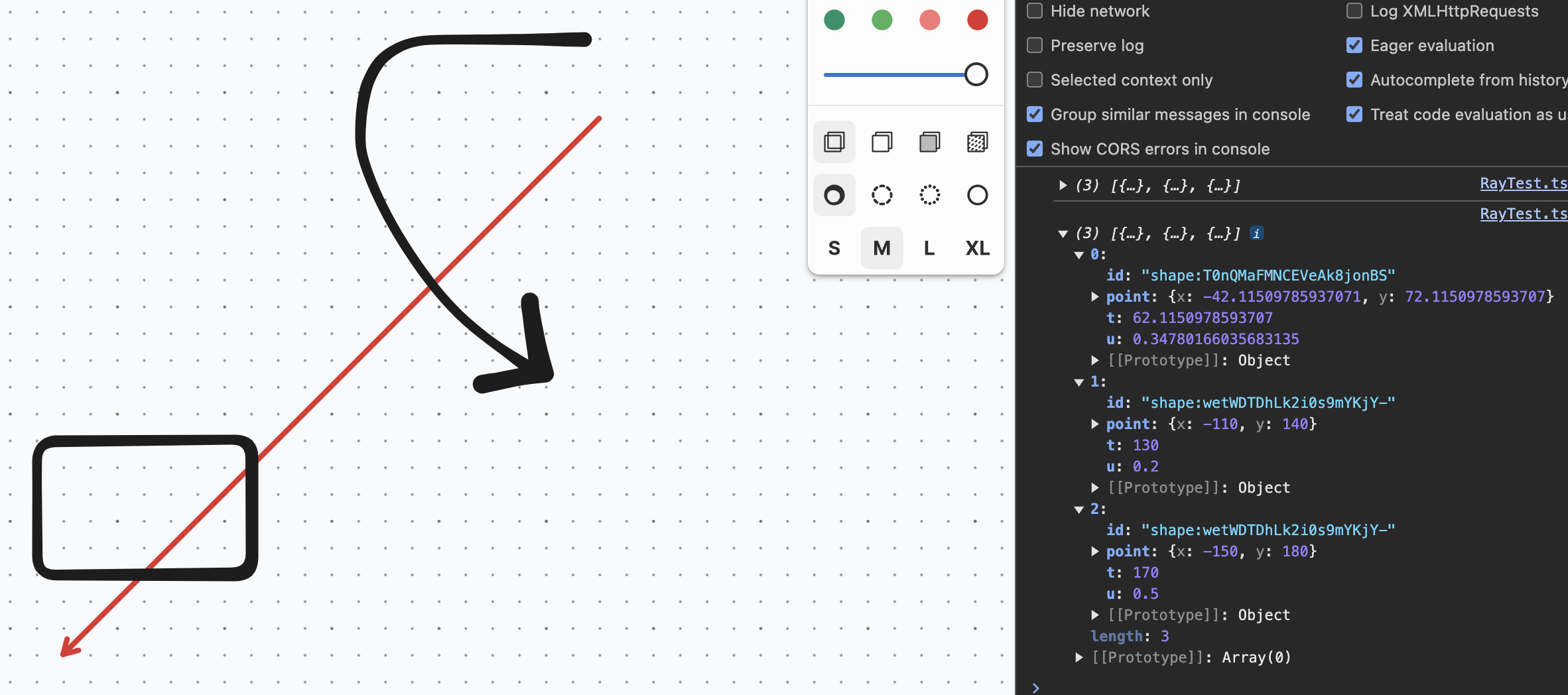 tldraw ray segment